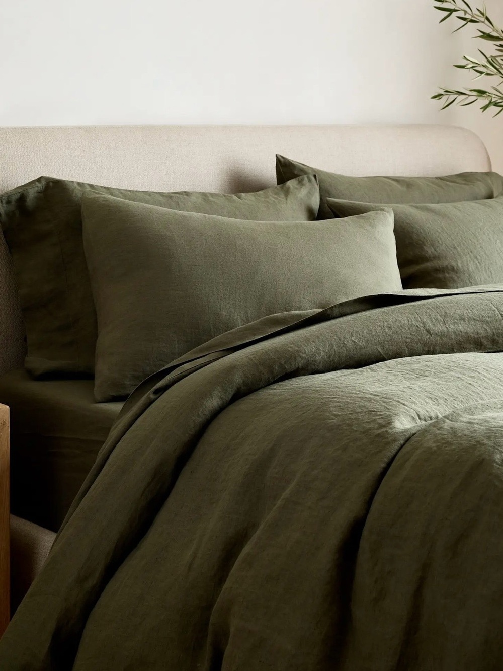 NEW Quince European Linen 3 Piece Duvet Cover Set, King/Cal King (Dusty Olive)